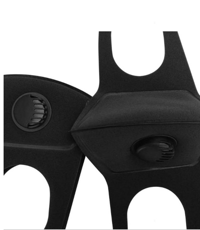 Black breathable face mask with an exhalation valve and ear loops, designed for autumn and winter fashion. - Image 12