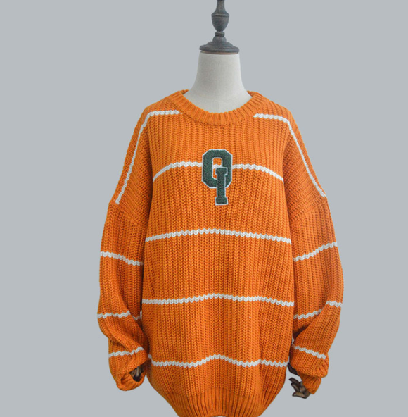Suéter Oversized Coreano Rayado para Hombre y Mujer - Cuello Redondo Grueso y Cálido
