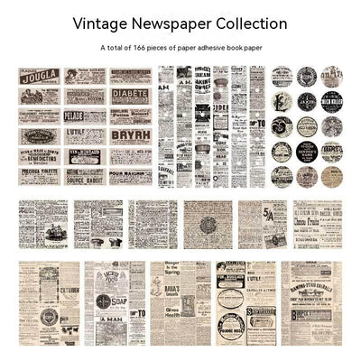 166 vintage-style decorative stickers featuring retro advertisements, tickets, and illustrations for scrapbooking and journaling. - Image 10