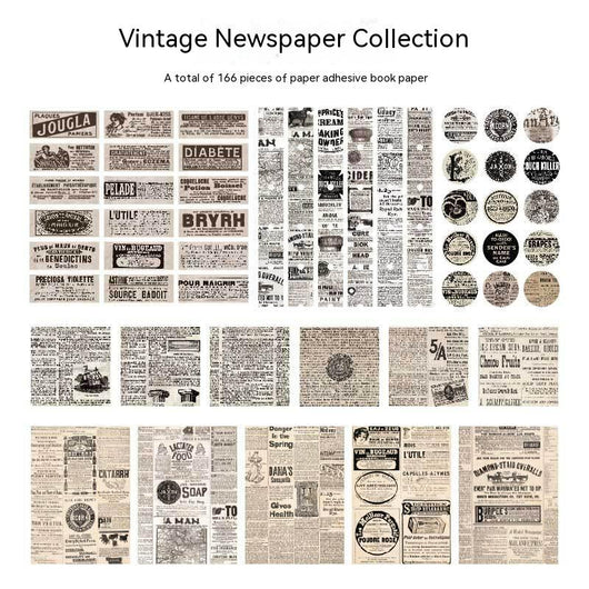166 vintage-style decorative stickers featuring retro advertisements, tickets, and illustrations for scrapbooking and journaling. - Image 10