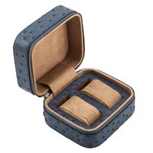 Estuche Portátil para Reloj en Cuero de Avestruz con Cierre y Asa de Viaje - Image 4