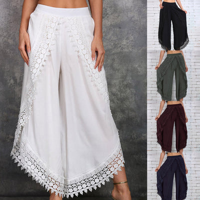 Pantalones Anchos de Encaje Elegante