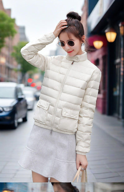 Chaqueta Acolchada de Plumas de Pato Blanco - Cuello Alto Ligera para Invierno - Image 12