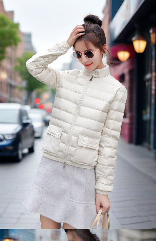 Chaqueta Acolchada de Plumas de Pato Blanco - Cuello Alto Ligera para Invierno - Image 12