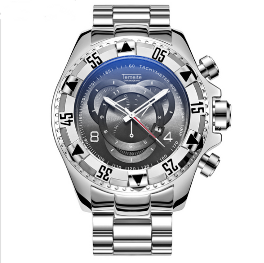 Reloj Deportivo Hombre Tres Ojos Luminoso Esfera Grande Acero Inoxidable - Image 8