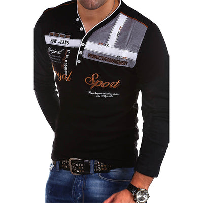 Polo Manga Larga con Estampado de Letras para Hombre - Image 10