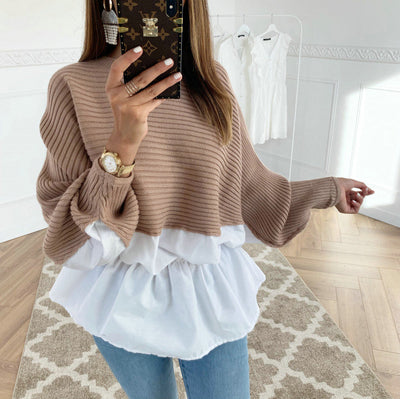 Blusa Elegante con Combinación de Colores en la Cintura y Mangas Largas - Image 16