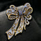 Rhinestone Brooch Alloy Electroplating Vintage Bow Women's Corsage Blue Diamond