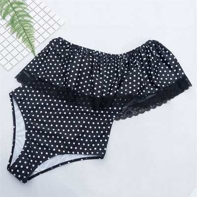 Traje de Baño Enterizo Triángulo con Volantes en Hombros y Lunares - Image 13