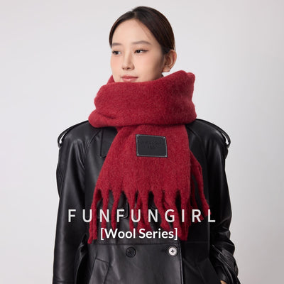 Bufanda de Lana Gruesa con Flecos Lisos para Mujer - Abrigo Cálido para el Cuello - Image 2
