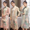 Vestido Cheongsam Elegante Mediano con Gamuza y Detalles Aodai