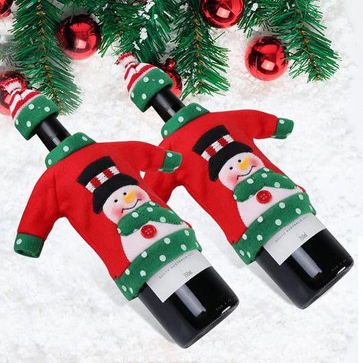 Set de Fundas Navideñas para Botellas de Vino con Bordado Cartoon - Image 2