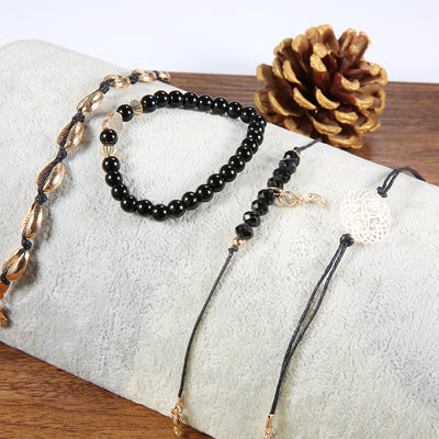 Pulsera de 4 Piezas con Cuentas Huecas de Flor en Cadena - Image 5