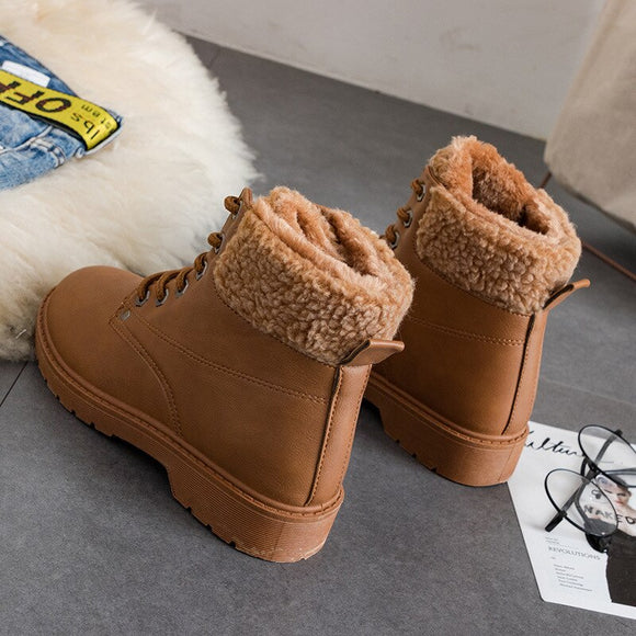 Botas de Nieve Térmicas con Cordones de Algodón