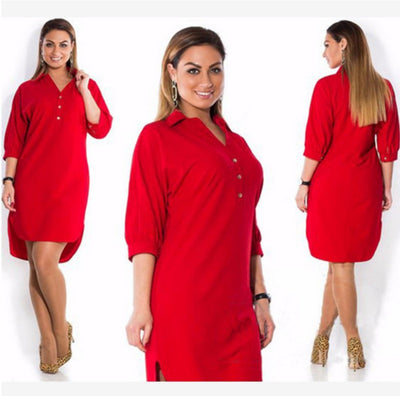Vestido Camisero Talla Grande con Corte Irregular