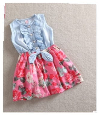 Vestido Infantil de Flores con Malla Puntitos Estilo Princesa - Image 6