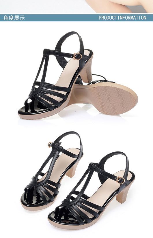 Sandalias de Tacón Grueso Elegantes para Mujer - Cuero Suave Resistente al Agua - Image 12