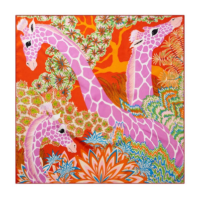 Pañuelo Cuadrado de Seda Twill Jirafa 90cm Enrollado a Mano para Mujer - Image 15