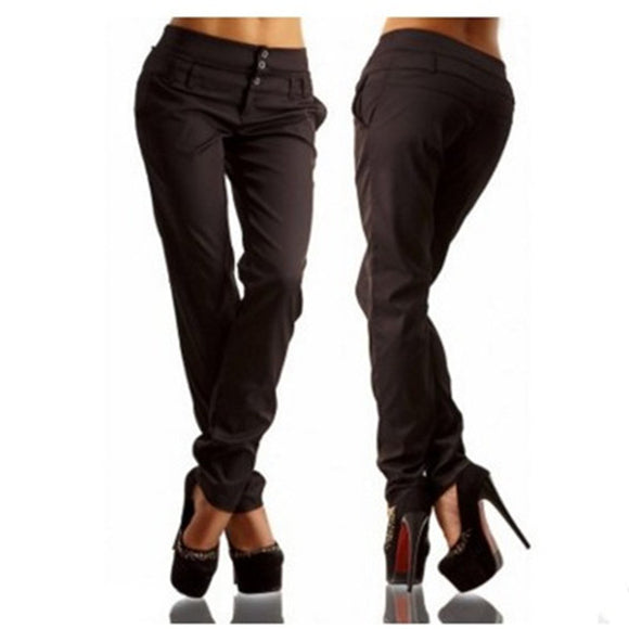 Pantalones Casuales Slim Fit de Color Puro para Mujer