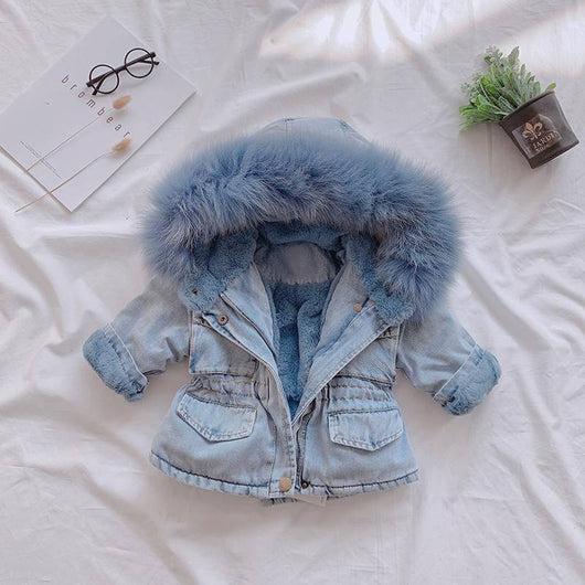 Chaqueta de Niña Denim con Forro de Terciopelo para Otoño e Invierno - Image 26