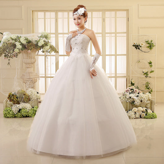 Vestido de Novia Estilo Coreano con Escote Tubo - Image 3