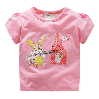 Playera Infantil de Algodón con Cuello Redondo para Niñas