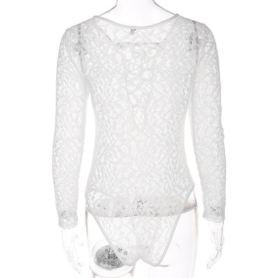 Jumpsuit Corto de Encaje para Mujer con Escote Profundo y Diseño Hueco - Image 6