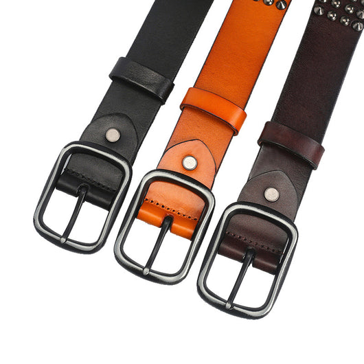 Cinturón de Cuero Vacuno Retro Naranja - Estilo Vintage Auténtico - Image 4