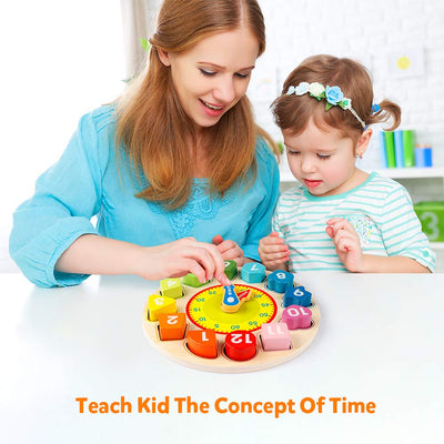 Reloj Educativo de Madera con Bloques de Números y Clasificador de Formas - Image 5
