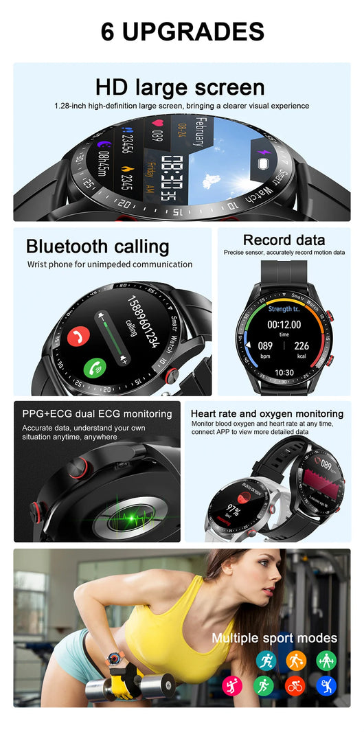 Reloj Inteligente ECG con Llamadas Bluetooth y Correa de Acero Inoxidable - Image 11