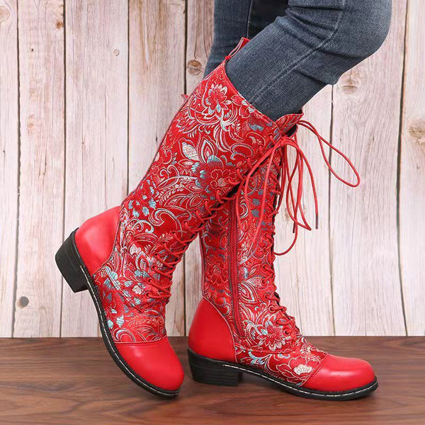 Botas Vintage de Tacón Medio y Caña Alta con Cierre Lateral