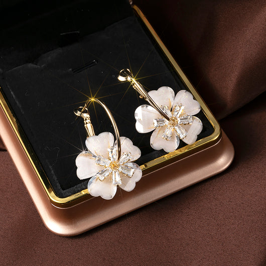 Aretes Flor de Cristal en Plata 925 con Aguja - Image 4