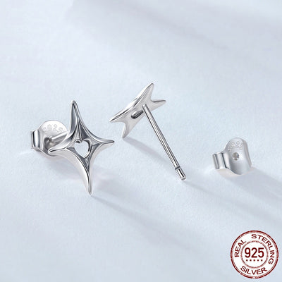 Aretes de Plata Esterlina 925 con Diseño de Estrella Hueca Personalizable Estilo Moderno - Image 9