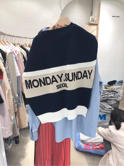 Poncho Tejido Tipo Suéter Oversized con Detalle de Letras - Image 12