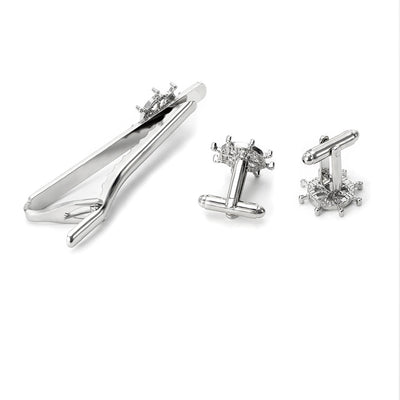 Gemelos y Pasador de Corbata Timón Elegante para Hombre - Image 14
