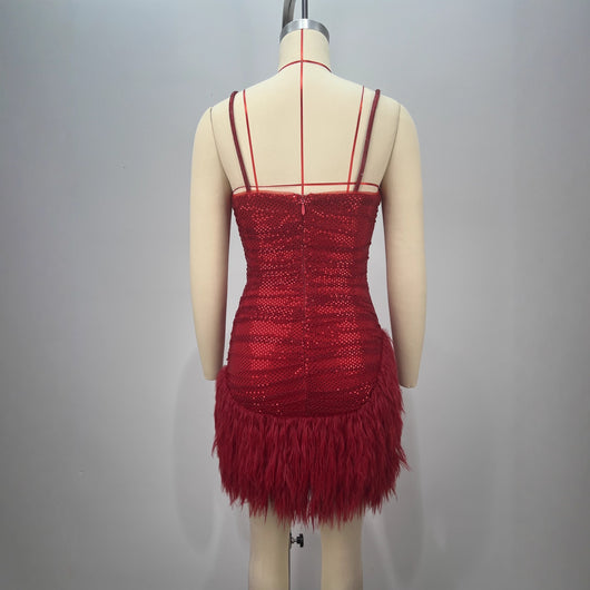 Vestido Mini Lujo con Lentejuelas Rojo Brillante - Perfecto para Celebraciones - Image 4