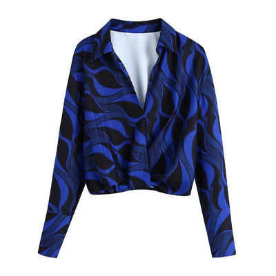Blusa Larga Estampada Floral con Drapeado - Image 8