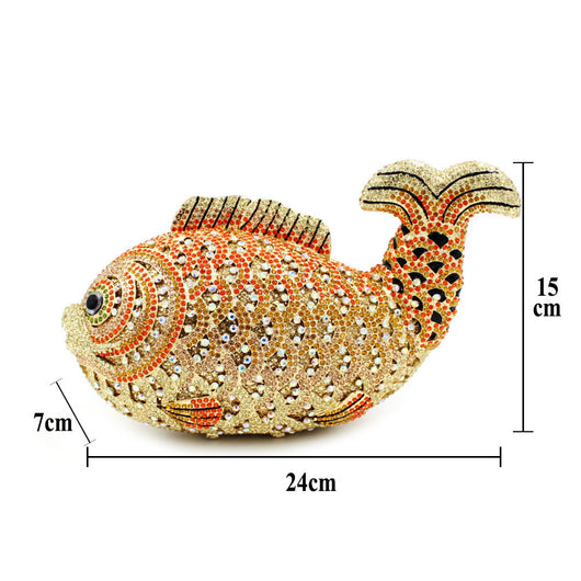 Clutch Dorado con Peces de Diamantes - Diseño Artesanal Elegante para Mujer - Image 16