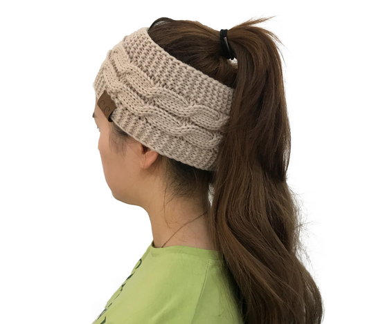 Gorro Tejido Invierno para Mujer con Agujero para Coleta - Beanie Cálido de Punto Trenzado - Image 7