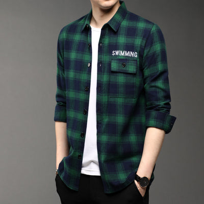 Camisa de Cuadros Casual con Solapa para Hombre - Image 7