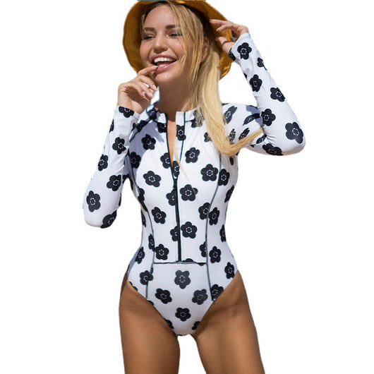Traje de Baño Enterizo con Protección Solar y Estampado de Manga Larga - Image 10