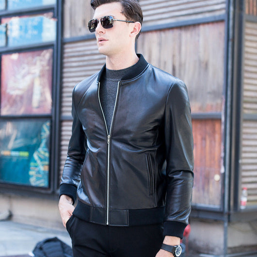 Chaqueta de Cuero para Hombre con Cuello Tipo Béisbol - Image 11