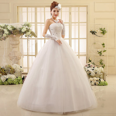 Vestido de Novia Estilo Coreano con Escote Tubo - Image 4