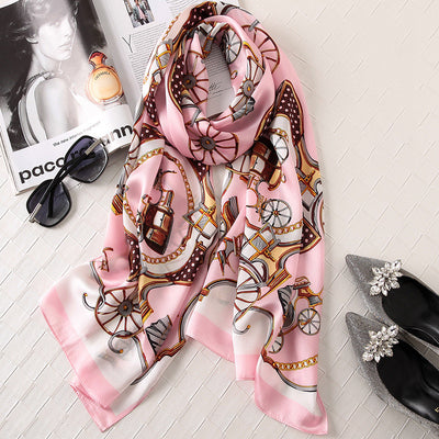 Pañuelo de Seda Estampado Satinado - Protección Solar y Elegancia - Image 21