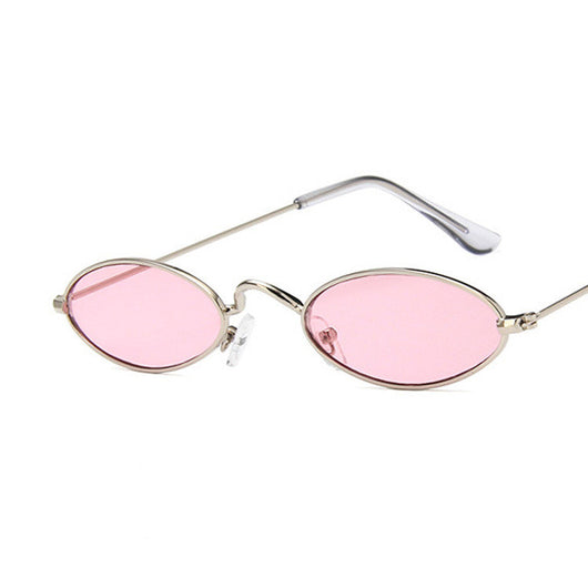 Retro oval frame sunglasses with vibrant red lenses and shiny gold-colored metal frames on a white background. - Image 15