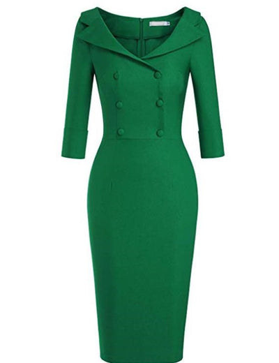 Vestido Retro de Baile con Cuello Barco Vino - Falda Lápiz Elegante - Image 12