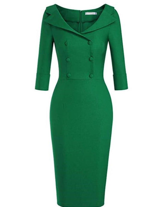 Vestido Retro de Baile con Cuello Barco Vino - Falda Lápiz Elegante - Image 12