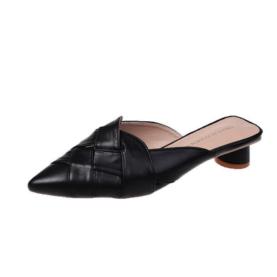 Sandalias de Cuero Suave con Punta Afilada y Tacón Medio para Mujer - Image 11