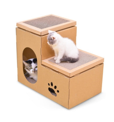 Casa Gato Doble con Escalera y Disco Rascador - Incluye Juguetes de Catnip - Image 3
