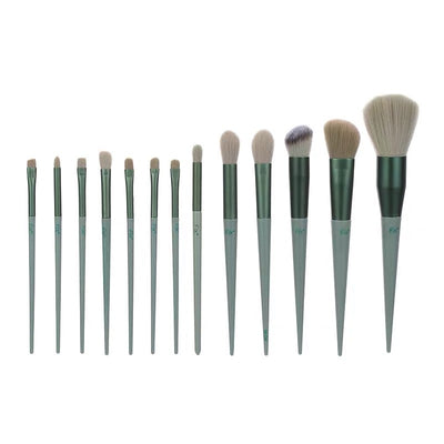 Set de 13 Brochas de Maquillaje Verde Secado Rápido Súper Suaves para Rubor y Polvos - Image 2
